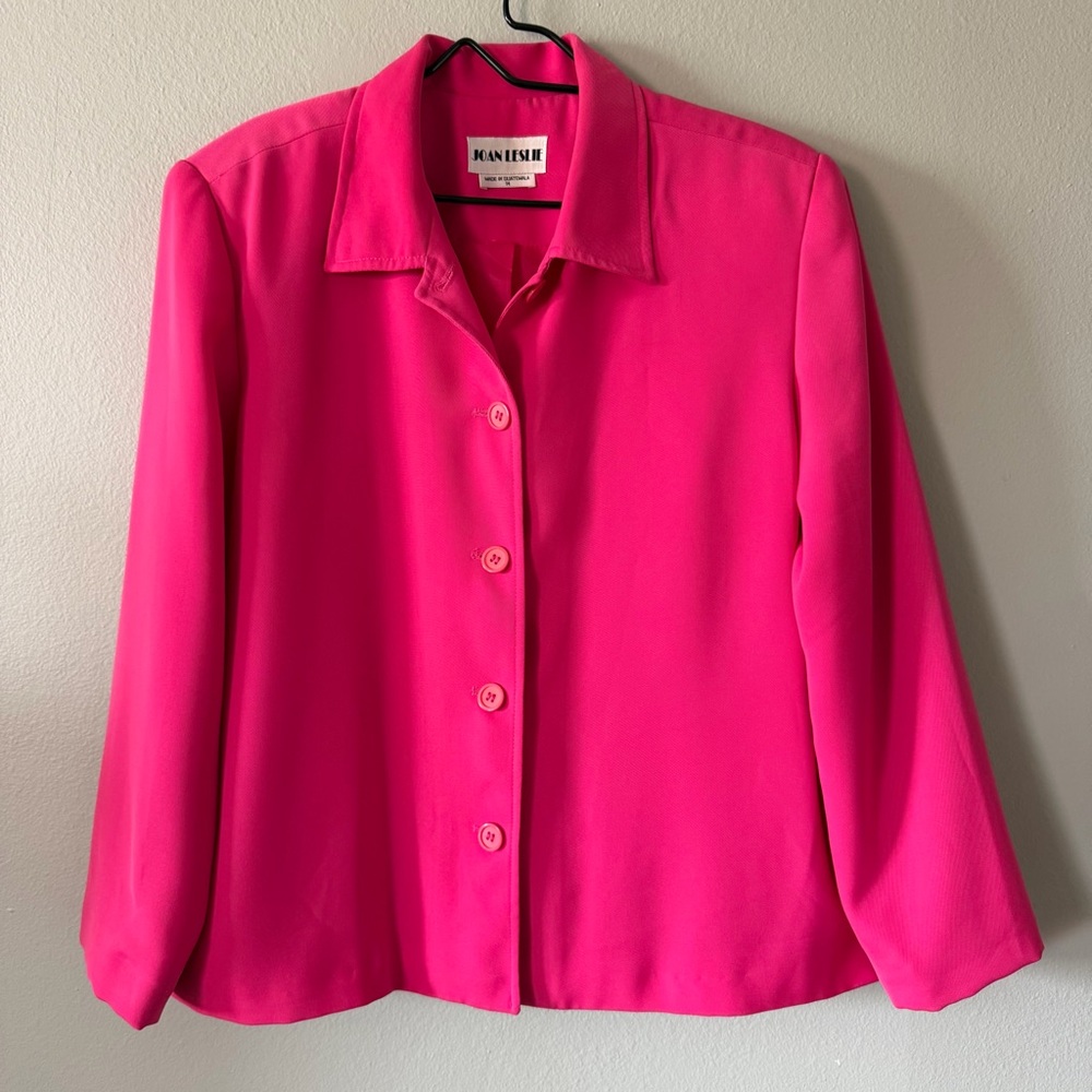 Vintage Joan Leslie Hot Pink Blazer Jacket Size 14